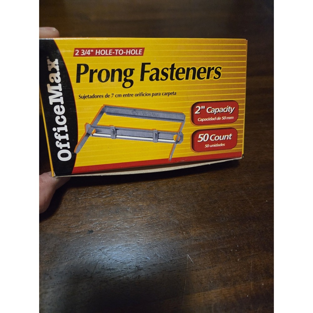 OfficeMax brand prong fasteners with a 2-inch capacity